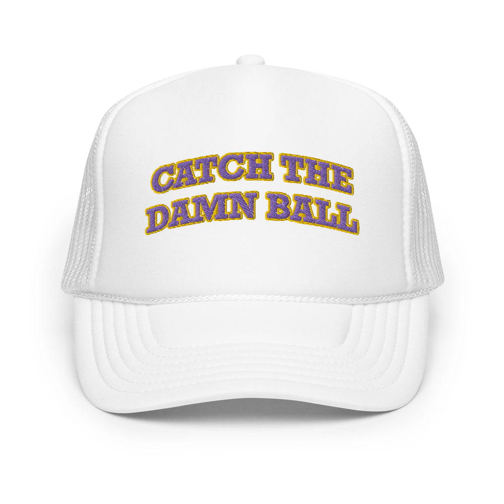 Catch the Damn Ball Trucker Hat Purple